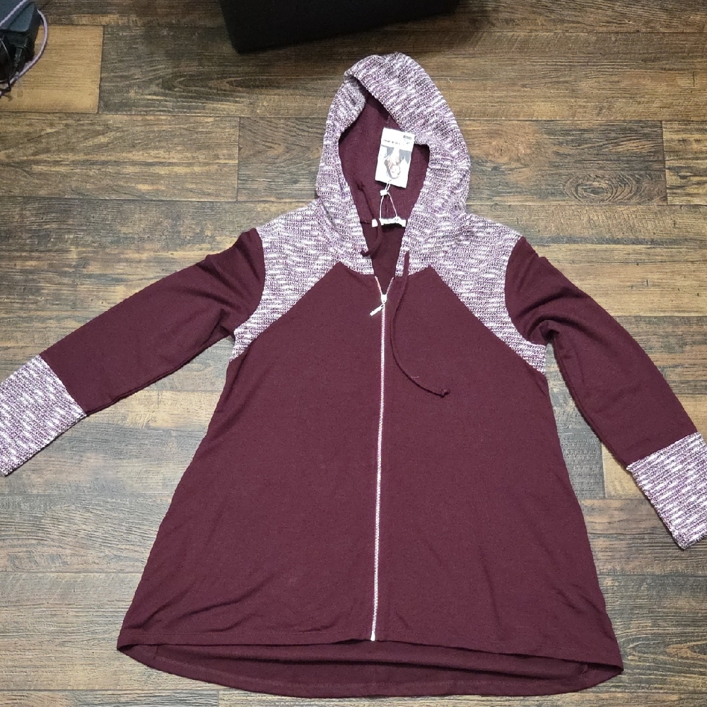 Simply Noelle Maroon and Pink Knit Jacket